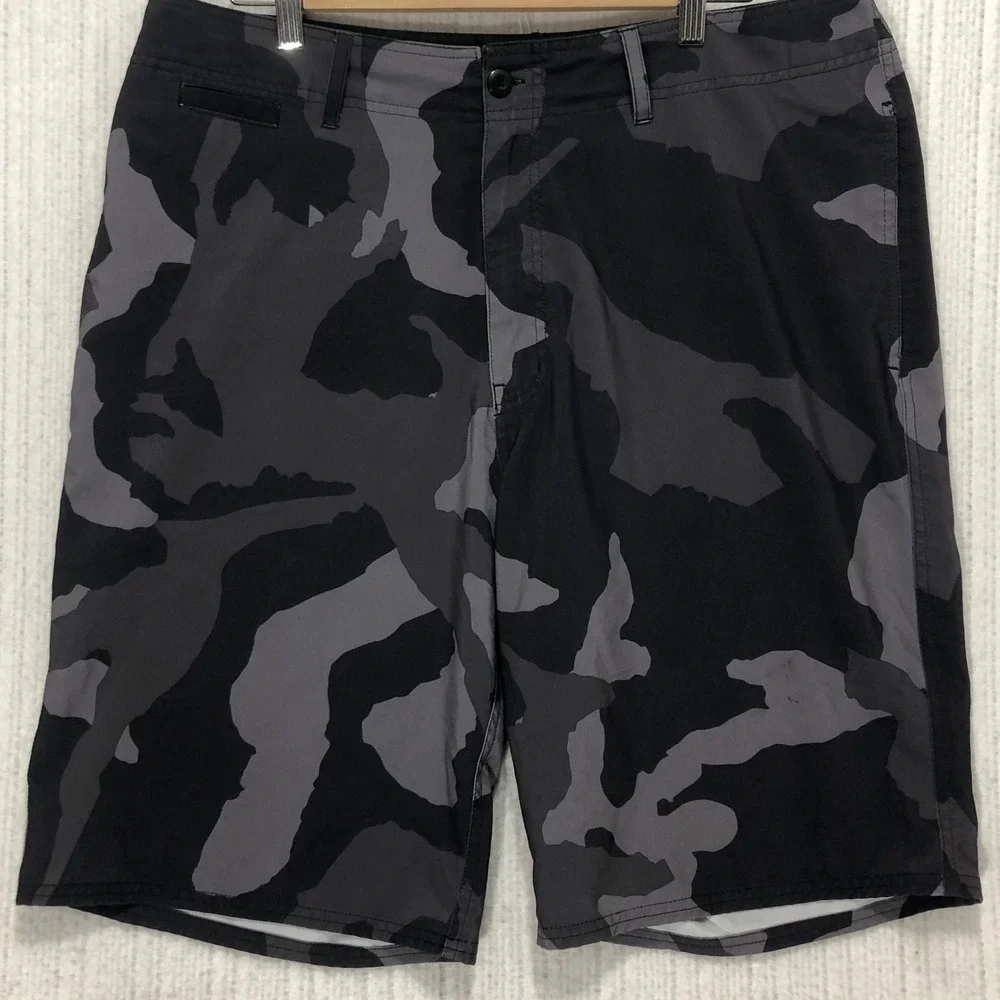 Joe Boxer Mens Grey Black Camouflage Board Shorts Swim Trunks Size 36